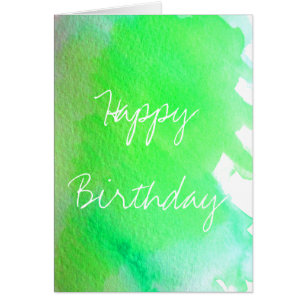 Green watercolor cute arty creative birthday