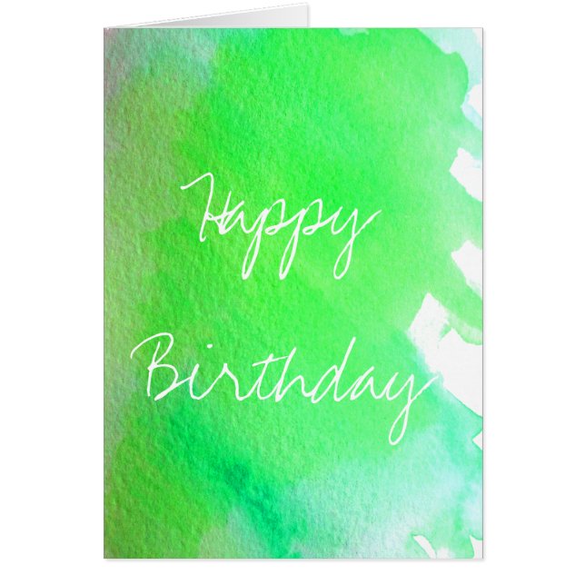 Green watercolor cute arty creative birthday (Front)