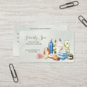 Green Watercolor Day Spa and Wellness Appointment Business Card
