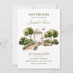 Green Watercolor Delightful Garden wedding  Invitation