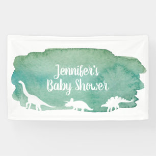Green Watercolor Dinosaur Baby Shower Banner