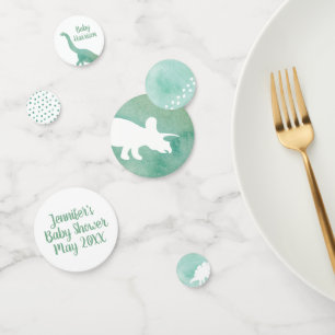Green Watercolor Dinosaur Baby Shower Confetti