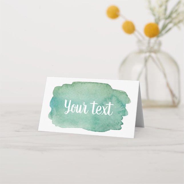 Green Watercolor Dinosaur Baby Shower Place Card (Front)