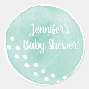 Green Watercolor Dinosaur Baby Shower Sticker