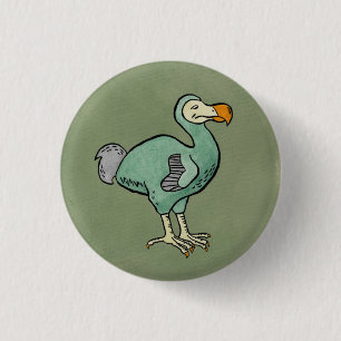 Green Watercolor Dodo Bird with Black Ink 3 Cm Round Badge