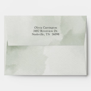 Green Watercolor Elegant Return Address Modern  Envelope