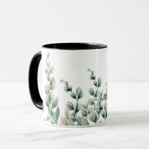 Green Watercolor Eucalyptus Leaf Mug