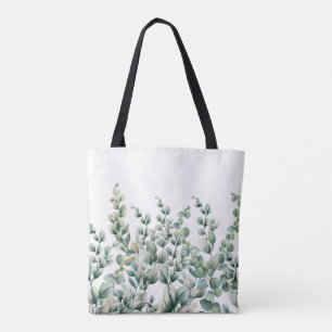 Green Watercolor Eucalyptus Leaf Tote Bag
