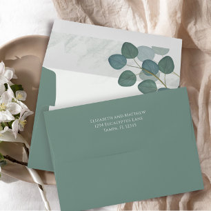 Green Watercolor Eucalyptus Leaves Custom Envelope