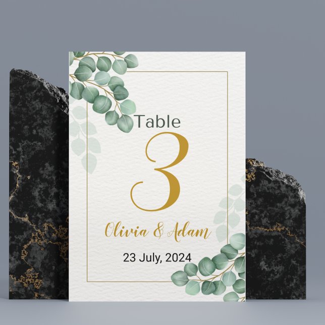 Green Watercolor Eucalyptus Table Number Wedding (Creator Uploaded)