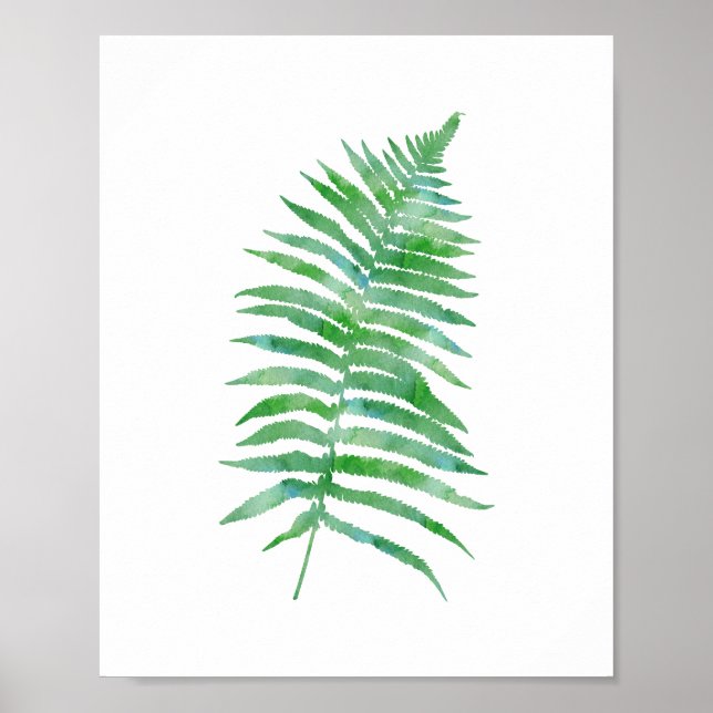 Green Watercolor Fern Plant Poster (Front)
