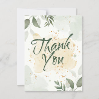 Green watercolor floral postcard