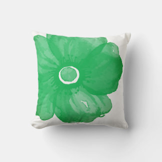 Green Watercolor Flower Pillow