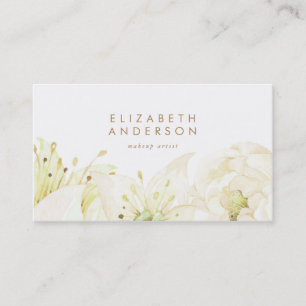 Green Watercolor Flowers Lilies Business Card