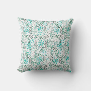 Green Watercolor Foliage Cushion