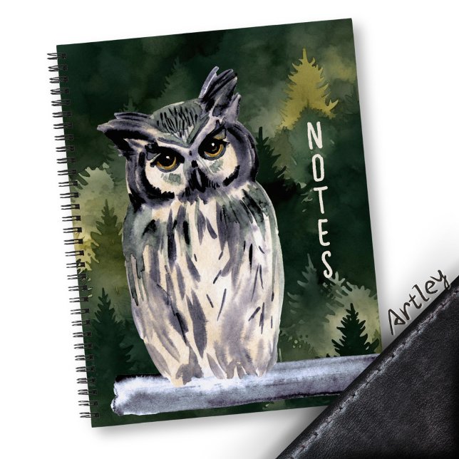 Green Watercolor Forest Owl Personal Journal   (Creator Uploaded)