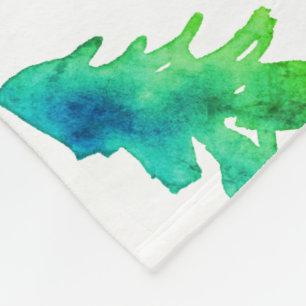 Green Watercolor Forest Pine Trees Fleece Blanket