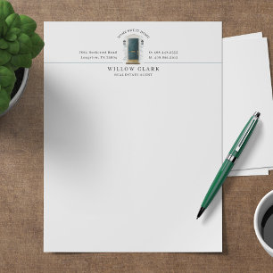 Green Watercolor Front Door Personalised Company Custom Letterhead