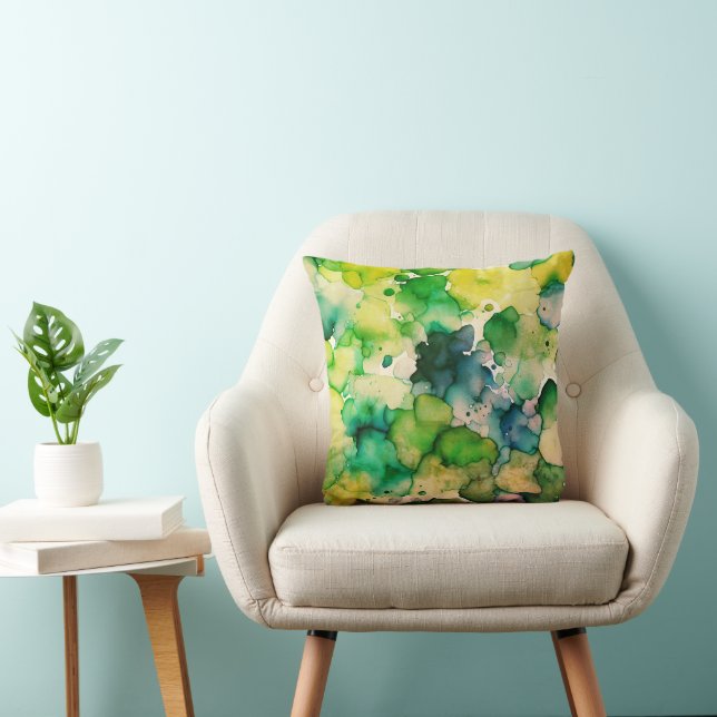 Green Watercolor Fusion  Cushion (Chair)
