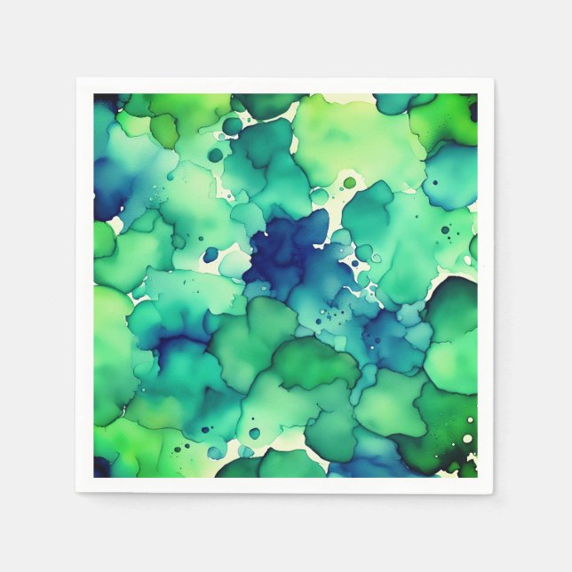 Green Watercolor Fusion  Napkin (Front)