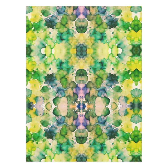 Green Watercolor Fusion  Tablecloth (Front)