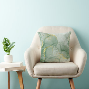 Green watercolor gold glitter abstract  cushion