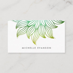 Green Watercolor Gradient Floral Mandala Business Card