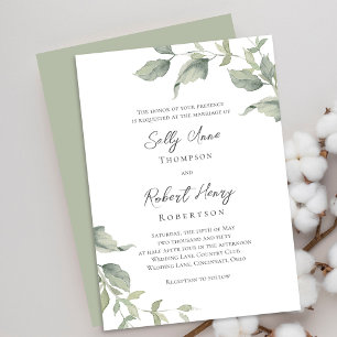 Green Watercolor Greenery Wedding Invitation