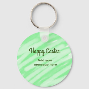 Green watercolor happy Easter add message pastel t Key Ring