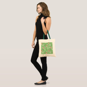 Green watercolor kitten cat Santa Merry Christmas  Tote Bag