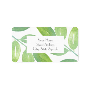'Green Watercolor Leaves 3' Labels