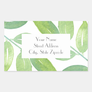 'Green Watercolor Leaves 3' Labels