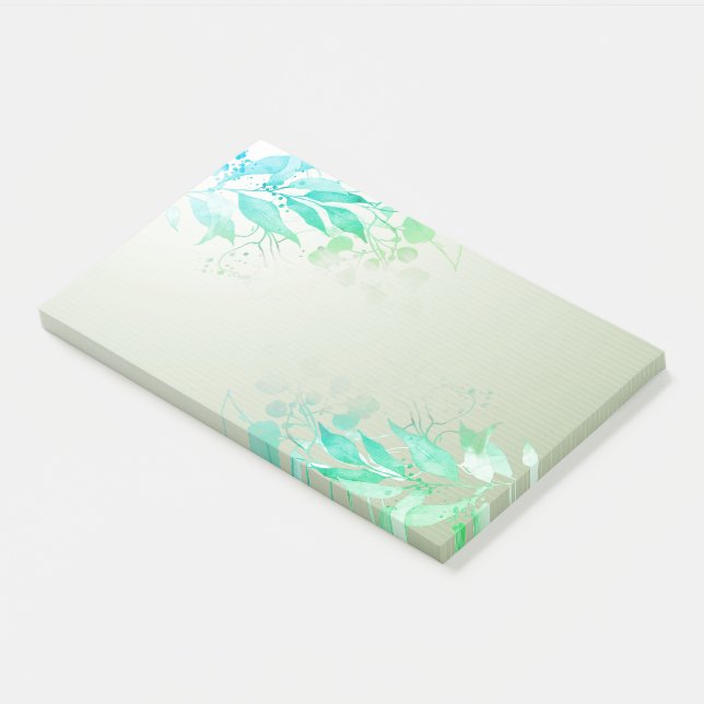 Green Watercolor Leaves Flowers Botanical Wedding Post-it Notes (Angled)