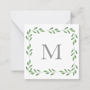 Green Watercolor Leaves Frame Card