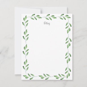 Green Watercolor Leaves Frame Card