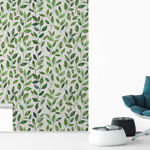 Green Watercolor Leaves Leaf Foliage Wallpaper