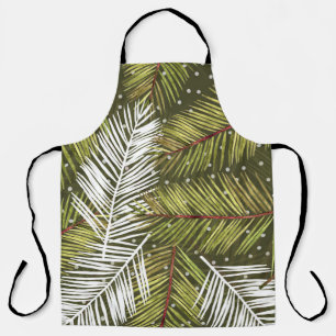 Green Watercolor Leaves: Seamless Illustration Apron