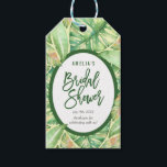 Green Watercolor Leaves Tropical Bridal Shower Gift Tags<br><div class="desc">Adorn your favour gifts with a personal touch; this bridal shower gift tag features tropical green watercolor leaves with the word "Bridal Shower" in green. It's perfect for a tropical bridal shower. Check out matching items like invitation, stickers and stamps here https://www.zazzle.com/collections/green_watercolor_leaves_tropical_collection-119860212866787344?rf=238364477188679314 Personalise it by replacing the placeholder text. For...</div>