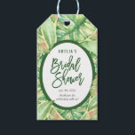 Green Watercolor Leaves Tropical Bridal Shower Gift Tags<br><div class="desc">Adorn your favour gifts with a personal touch; this bridal shower gift tag features tropical green watercolor leaves with the word "Bridal Shower" in green. It's perfect for a tropical bridal shower. Check out matching items like invitation, stickers and stamps here https://www.zazzle.com/collections/green_watercolor_leaves_tropical_collection-119860212866787344?rf=238364477188679314 Personalise it by replacing the placeholder text. For...</div>