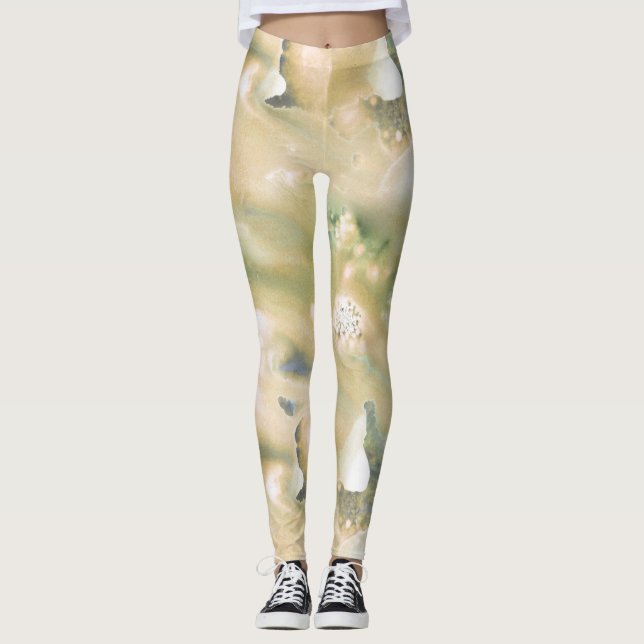 Green watercolor leggings (Front)