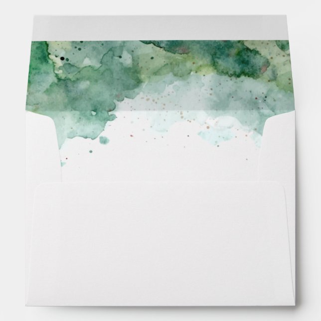 Green Watercolor Lined Envelope (Back (Bottom))