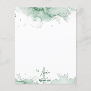 Green Watercolor Monogram & Name Stationery