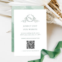 Green Watercolor Monogram QR Code / RSVP Online
