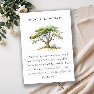 Green Watercolor Oak Tree Books For Baby Shower Enclosure Card
