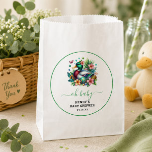 green Watercolor One Lucky Duck Boy 1st Birthday Favour Bags