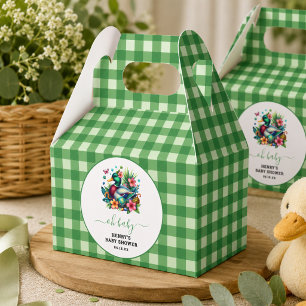 green Watercolor One Lucky Duck Boy 1st Birthday Favour Box