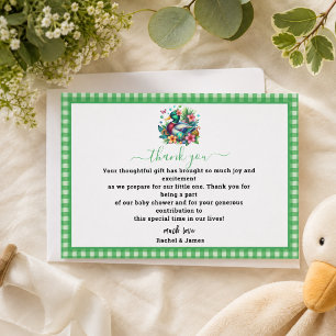 green Watercolor One Lucky Duck Boy 1st Birthday Thank You Card