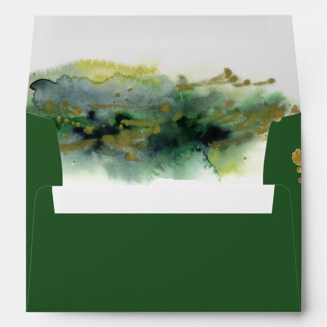 Green Watercolor Paint Contemporary Envelope (Back (Bottom))