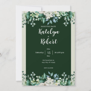 Green Watercolor Palette of love Wedding Invitation