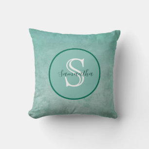 Green Watercolor Personalised Monogram Cushion